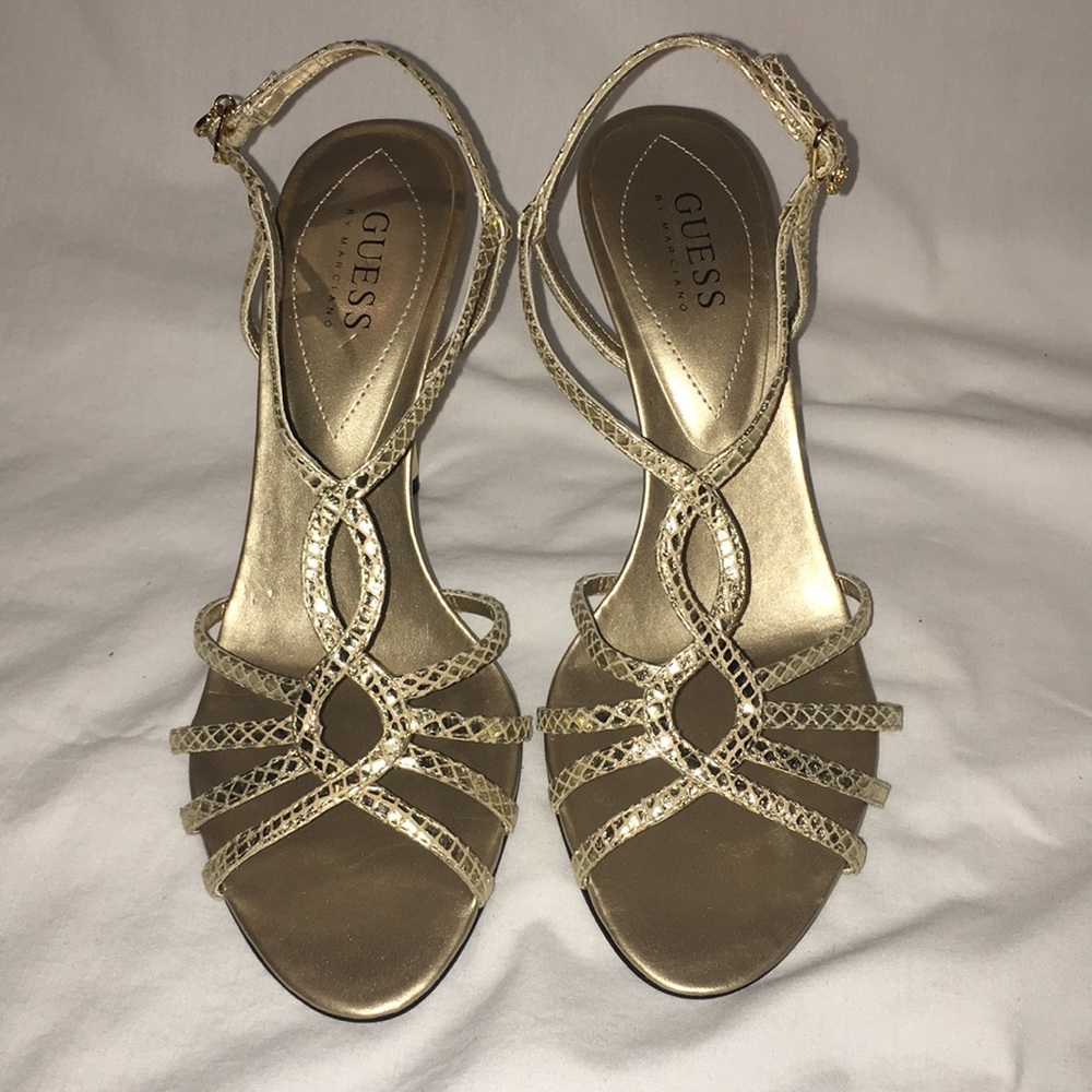 GUESS by MARCIANO • Gold Strap Sandal Heels